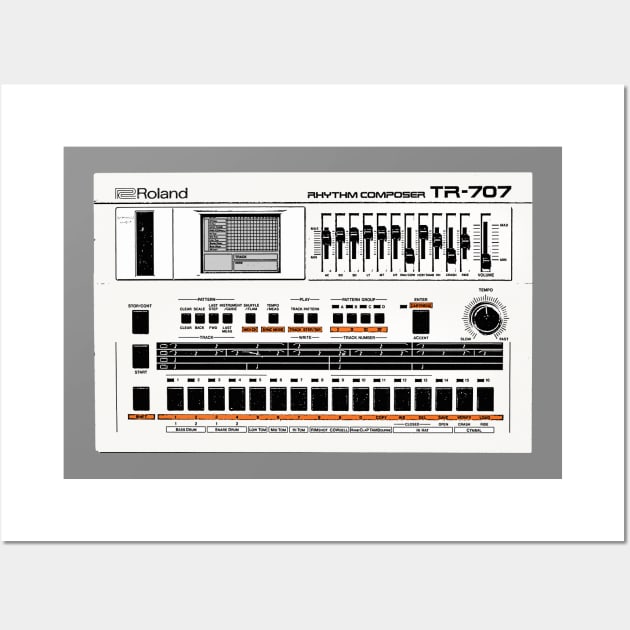 707 707 707 Drum MAchinE 80s Synths Wall Art by DankFutura